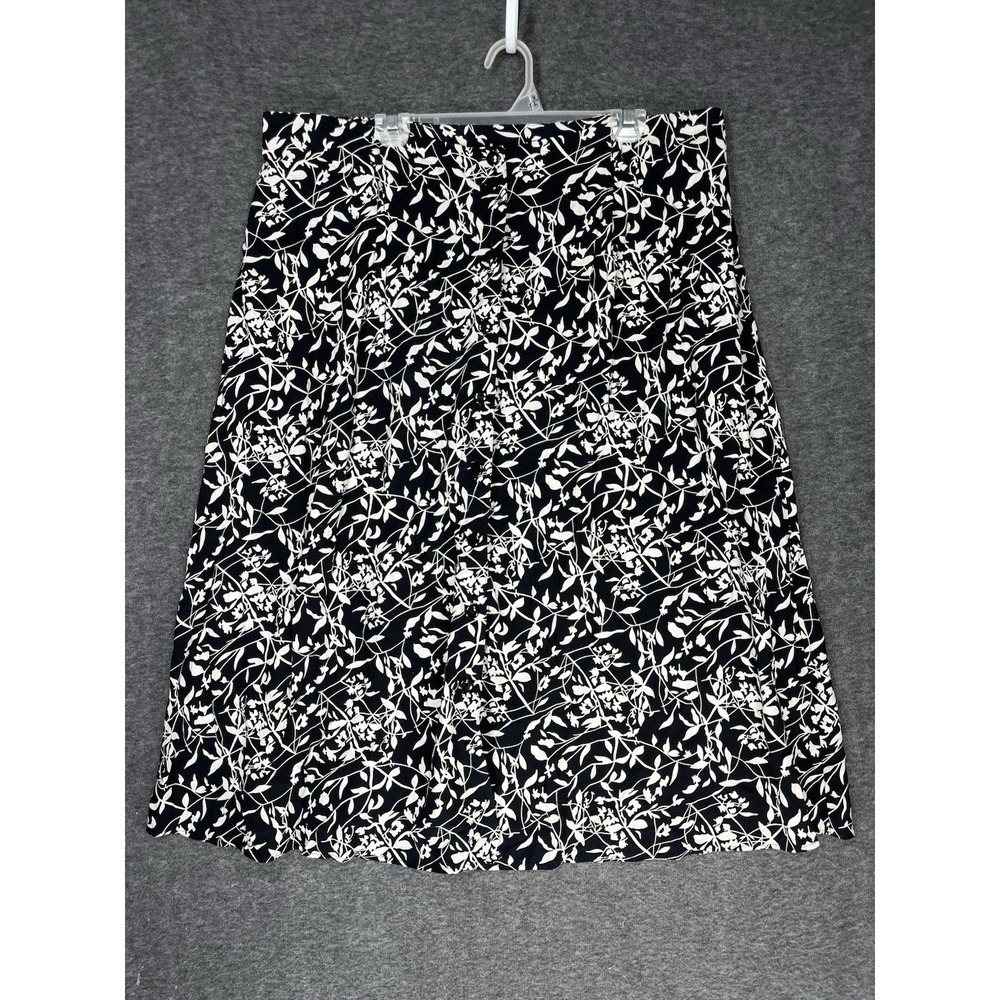 Y2K Sag Harbor Midi Skirt Womens Plus 2X Black White Floral Button Front Fairy
